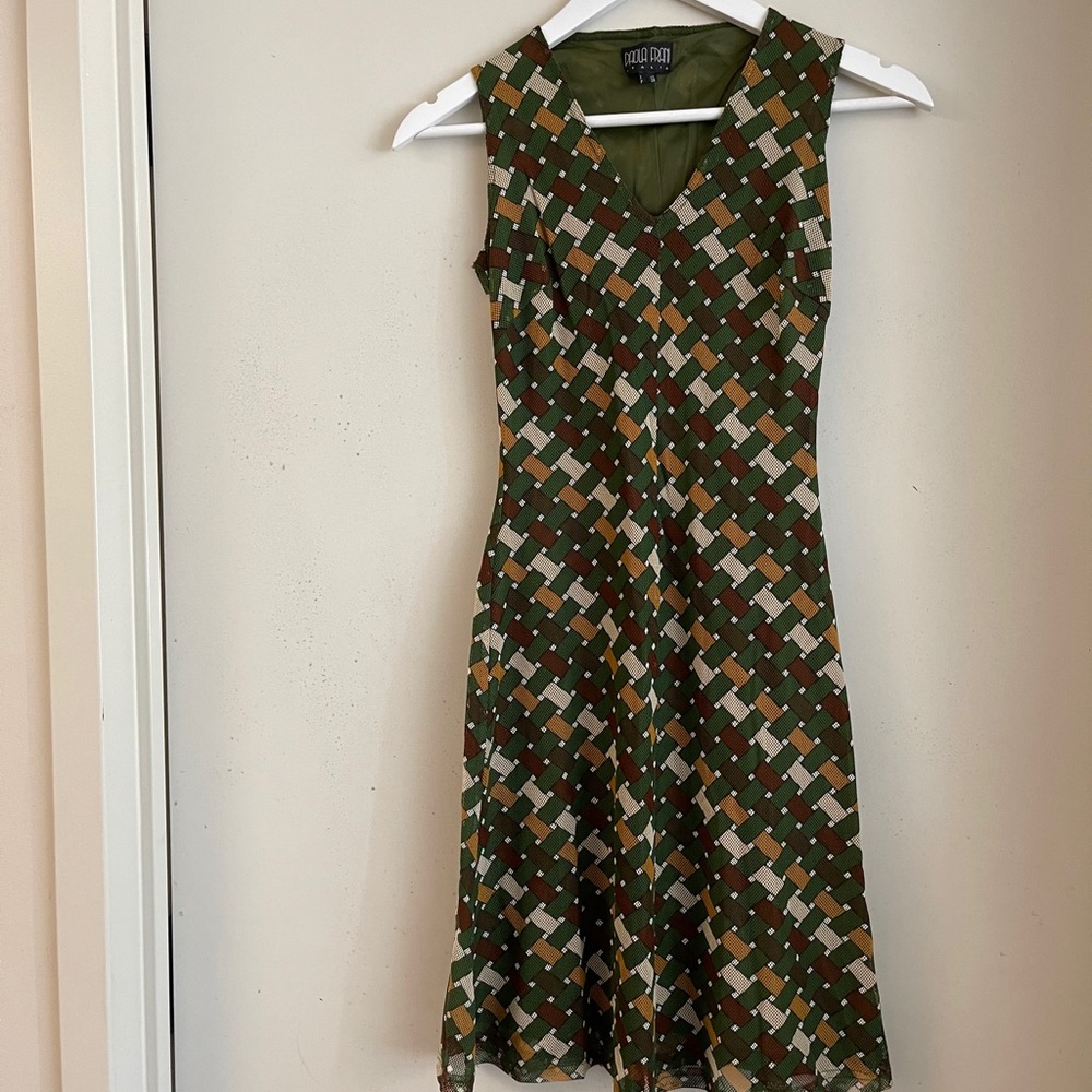 Vintage Paola Frani Mesh Print Mini Dress